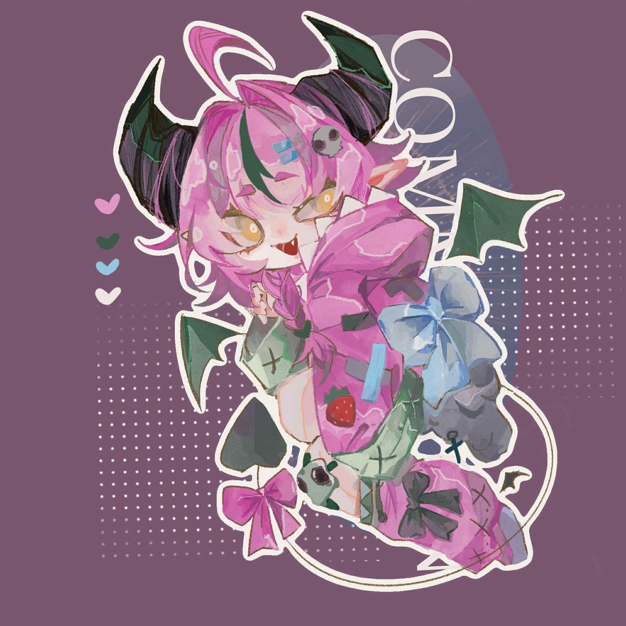 粉色小惡魔角色插畫