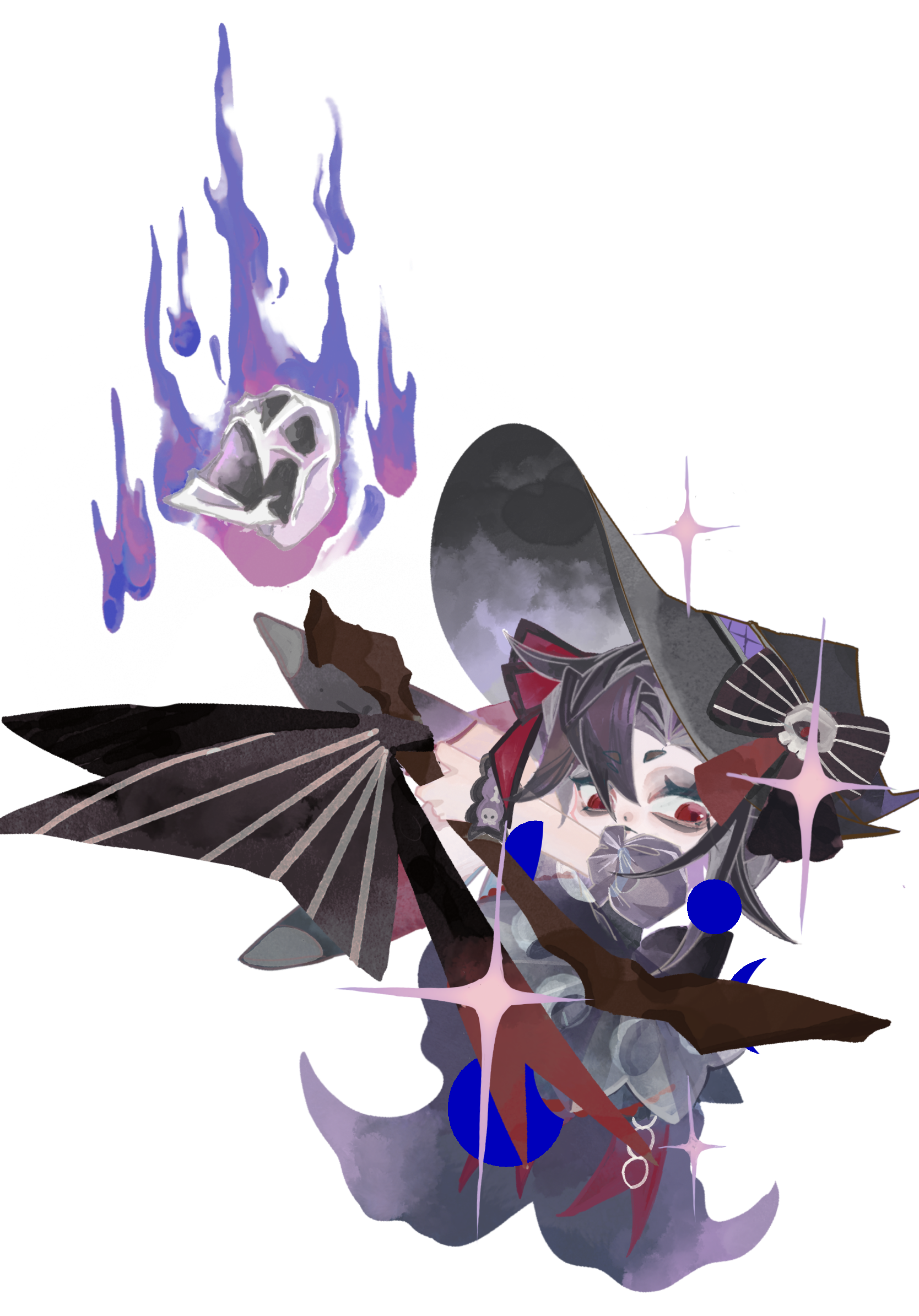 紫色魔法系角色透明背景插畫