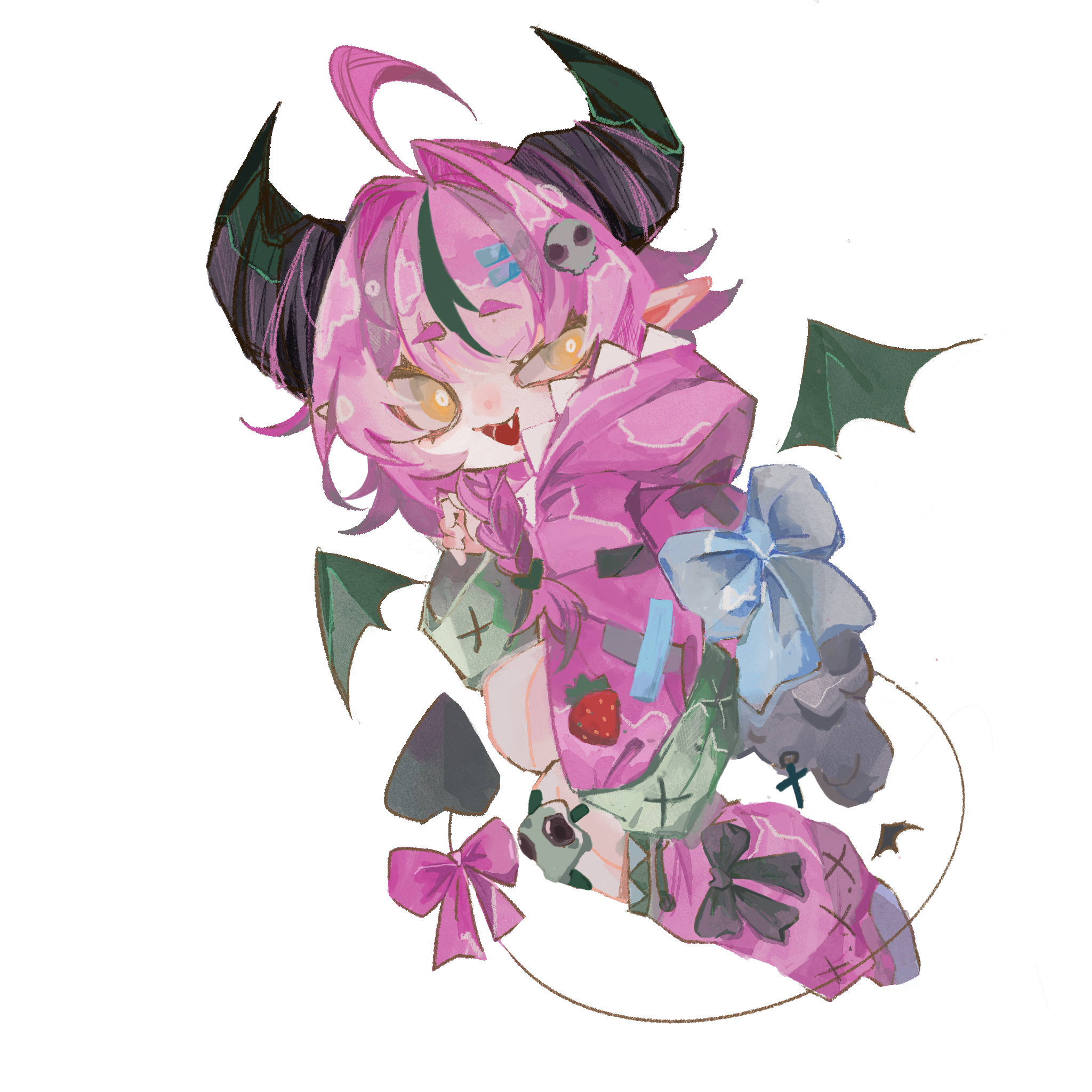 粉色小魔女透明背景角色插畫